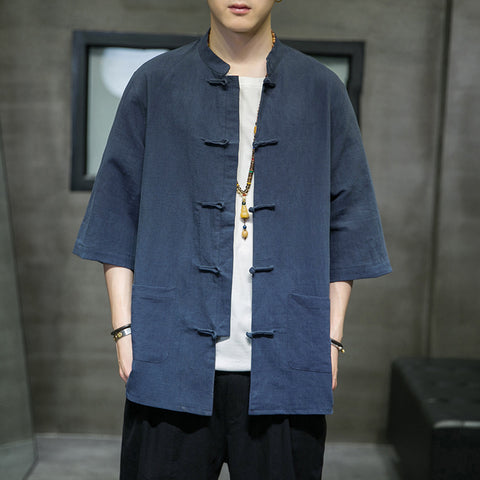 Chinese Style Men's Linen Shirt Chinese Cotton Linen