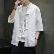 Chinese Style Men's Linen Shirt Chinese Cotton Linen