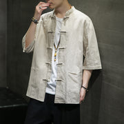 Chinese Style Men's Linen Shirt Chinese Cotton Linen