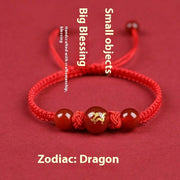 Zodiac Cinnabar All-matching Weaving Bracelet