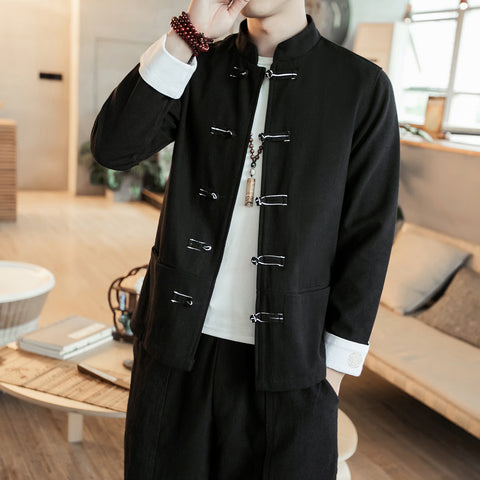 Men's Buddha Style Chinese Jacket Retro Style Hanfu