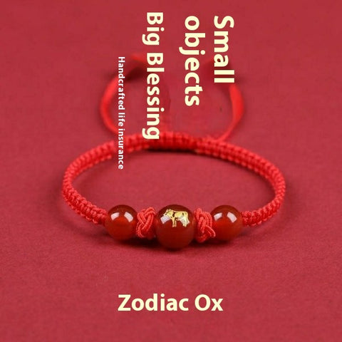 Zodiac Cinnabar All-matching Weaving Bracelet