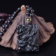 Square Dragon Carving Pendant Necklace