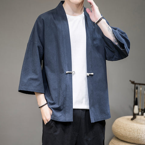 Chinese Style Men's Hanfu Tang Suit Japanese Kimono