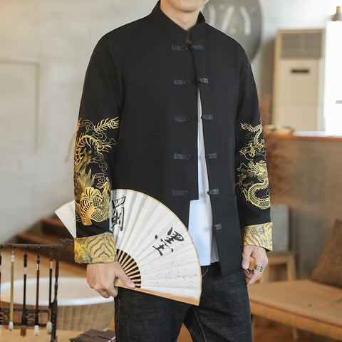 Men's Buddha Style Chinese Jacket Retro Style Hanfu