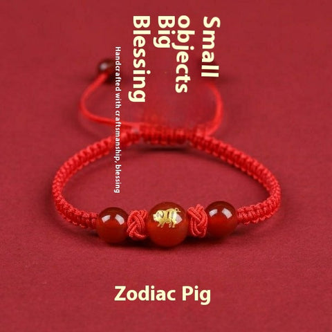 Zodiac Cinnabar All-matching Weaving Bracelet