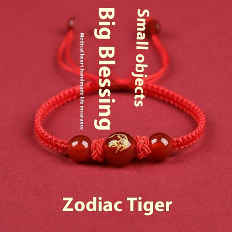 Zodiac Cinnabar All-matching Weaving Bracelet