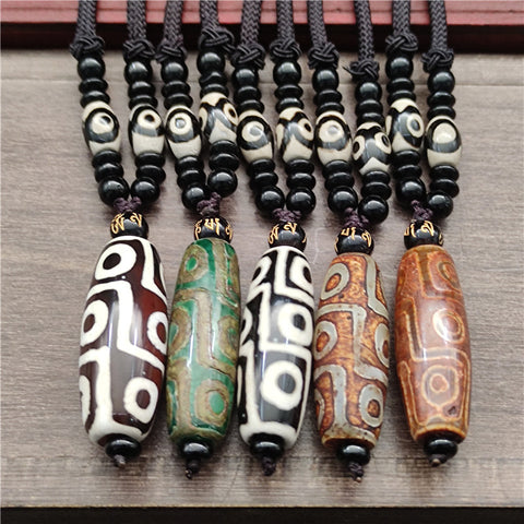 Tibetan Nine-eyed Agate Dzi Sweater Chain