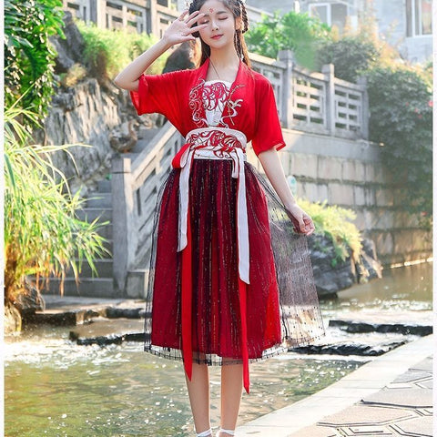 Hanfu Female Super Fairy Chinese Style Suit Student Fairy Costume