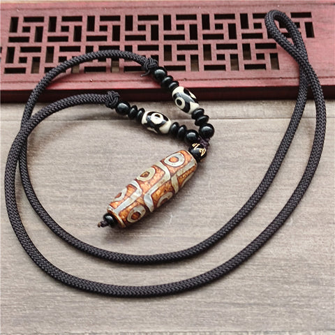 Tibetan Nine-eyed Agate Dzi Sweater Chain